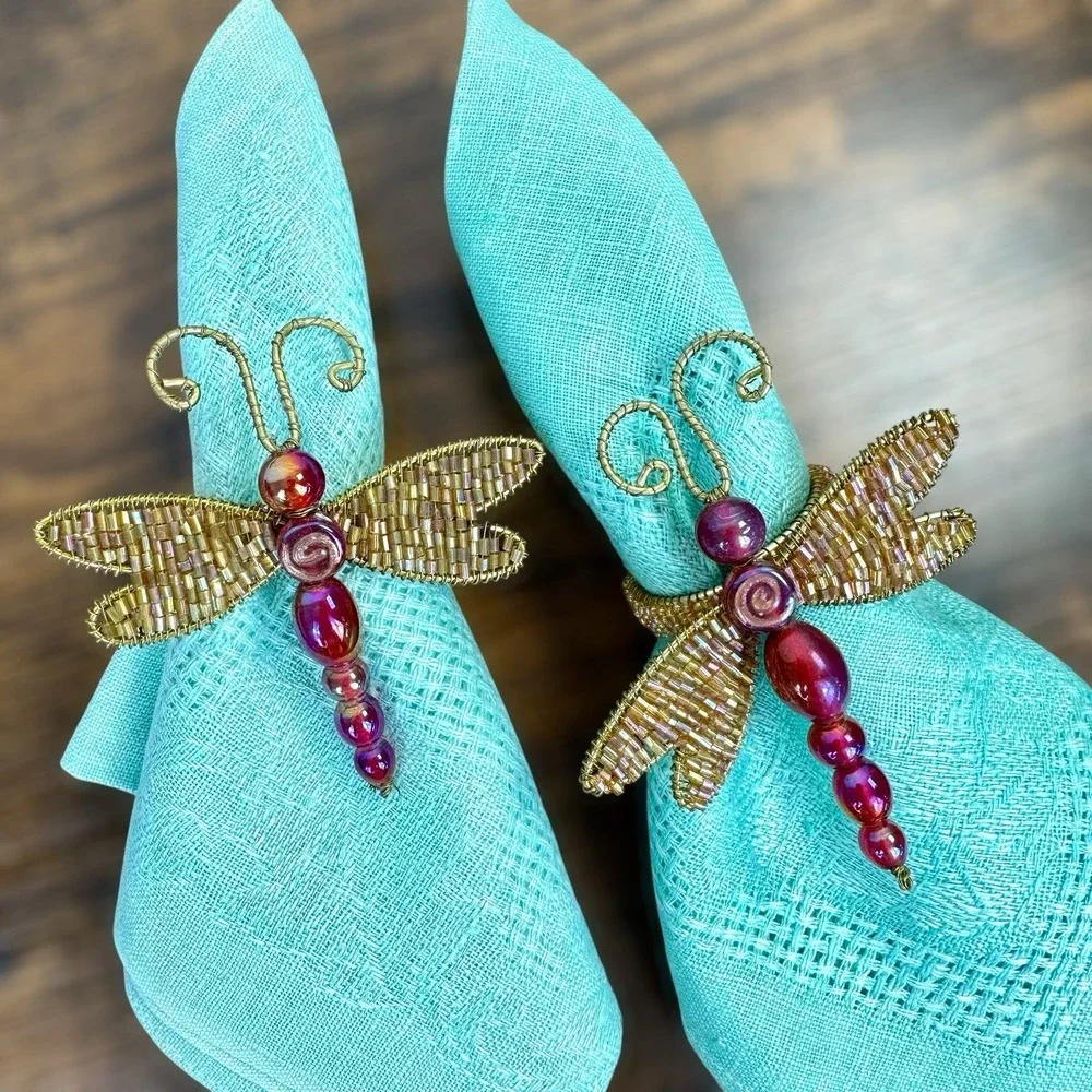 Dragon Fly Jeweled‎ Napkin Rings Set of 2 Kitchen Pier 1 Imports Holiday